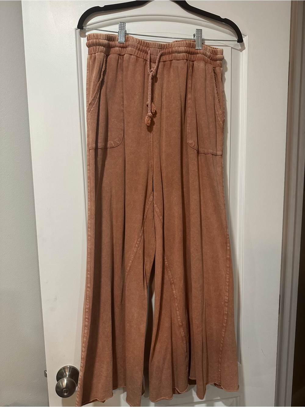 easel Wide-Leg Drawstring Pants in Dusty Terracotta